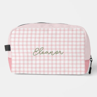 Personalised Pink Gingham Toiletry Travel Bag
