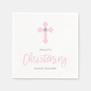 Personalised Pink GIRL Cross CHRISTENING Ceremony Napkin