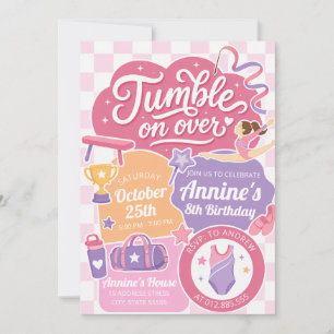 Personalised Pink Girl Gymnastics birthday Invitation
