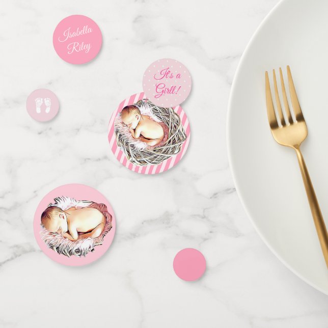 Personalised Pink Girl's Baby Shower confetti (Group)