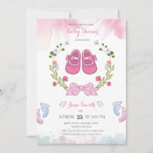 Personalised Pink Girls Baby Shower Invitation