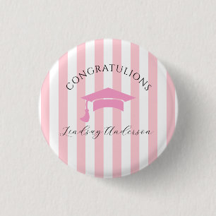 Personalised Pink Girls Graduation 3 Cm Round Badge