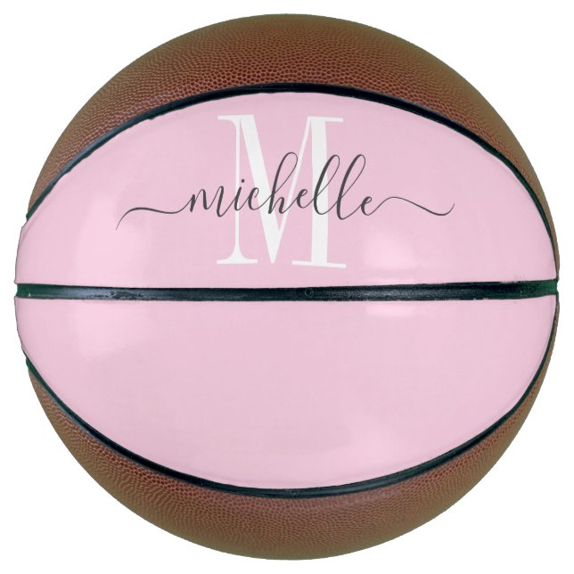 Personalised Pink Girl's Monogrammed Basketball (Front)