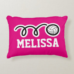 Personalised pink girls volleyball throw pillow