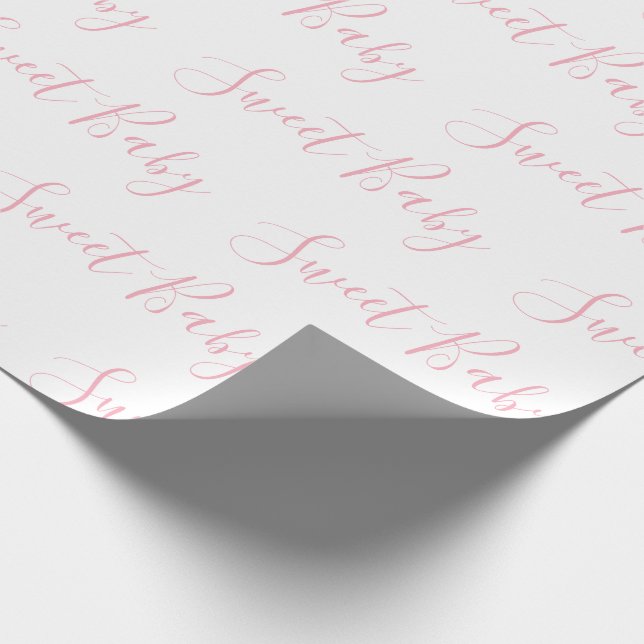 Personalised Pink Girly Elegant Sweet Baby Script Wrapping Paper (Corner)