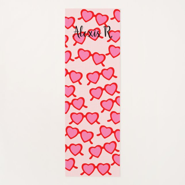 Personalised Pink Glasses Yoga Mat (Front)