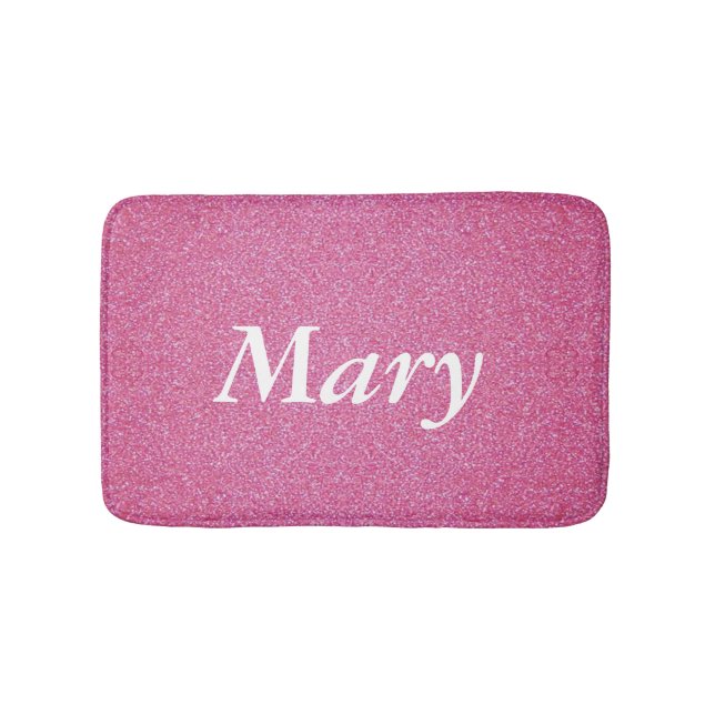 Personalised Pink Glitter Bath Mat (Front)