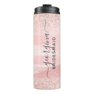 Personalised Pink Glitter Bridesmaid Tumbler