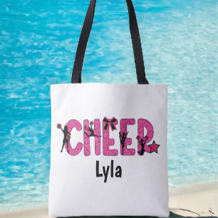 Personalised Pink Glitter Cheerleader Tote Bag