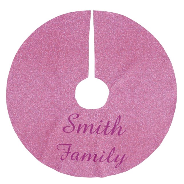 Personalised Pink Glitter Christmas Tree Skirt (Front)