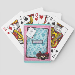 Personalised Pink Glitter Cupcake Playing Cards