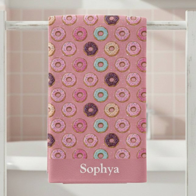 Personalised Pink Glitter Doughnut Beach Towel (Creator Uploaded)