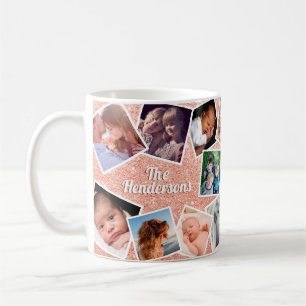 Personalised Pink Glitter Family Picture Coffee Mug