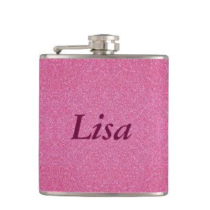 Personalised Pink Glitter Flask