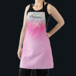 Personalised Pink Glitter Name Kitchen Apron<br><div class="desc">Pretty pink gradients and shiny iridescent glitter make this apron a special gift for you or someone you love. Personalise with your name.</div>