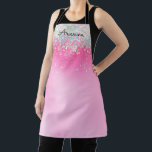 Personalised Pink Glitter Name Kitchen Apron<br><div class="desc">Pretty pink gradients and shiny iridescent glitter make this apron a special gift for you or someone you love. Personalise with your name.</div>