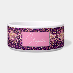 Personalised Pink Glitter Pet Bowl