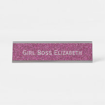 Personalised Pink Glitter & Silver Girl Boss Funny
