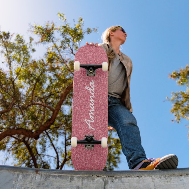 Personalised Pink Glitter skateboard (Outdoor 1)