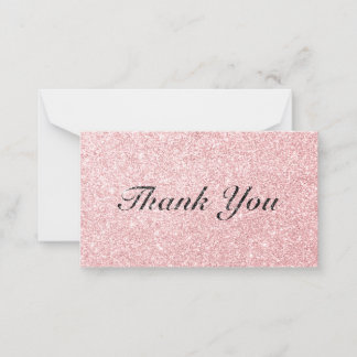 Personalised Pink Glitter Style Thank You Card