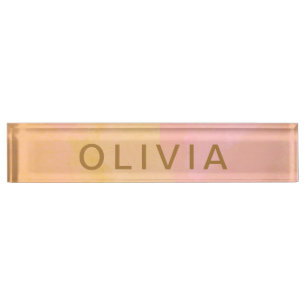 Personalised Pink Gold Abstract Watercolor Nameplate