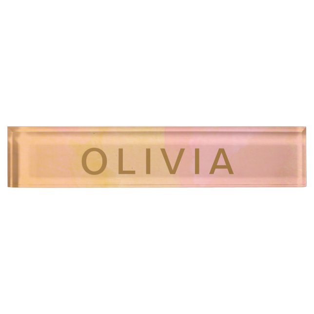 Personalised Pink Gold Abstract Watercolor Nameplate (Front)