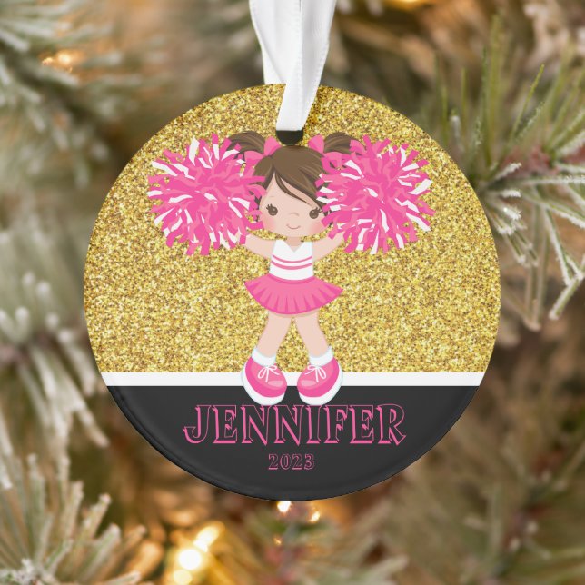 Personalised Pink & Gold Cheerleading Ornament  (Tree)