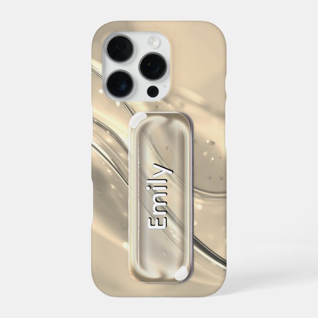 Personalised Pink Gold Glass UI Button Name  iPhon iPhone Case (Back)