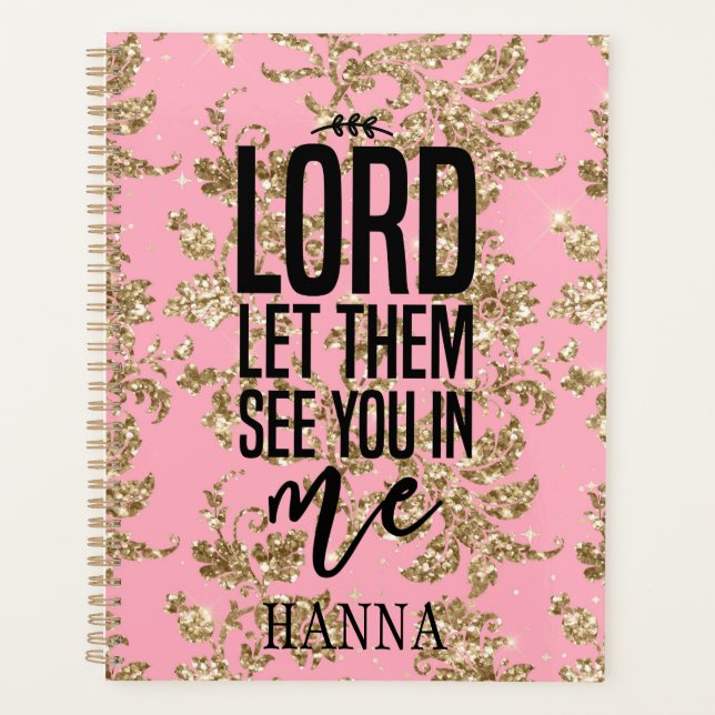 Personalised Pink Gold Motivational Planner (Front)