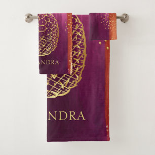Personalised Pink Gold Pineapple Glitter Bath Towel Set