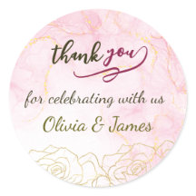 Personalised Pink Gold Wedding Thank You Favour St