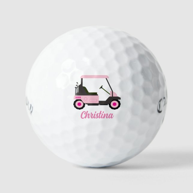 Personalised Pink Golf Cart  Balls (Front)