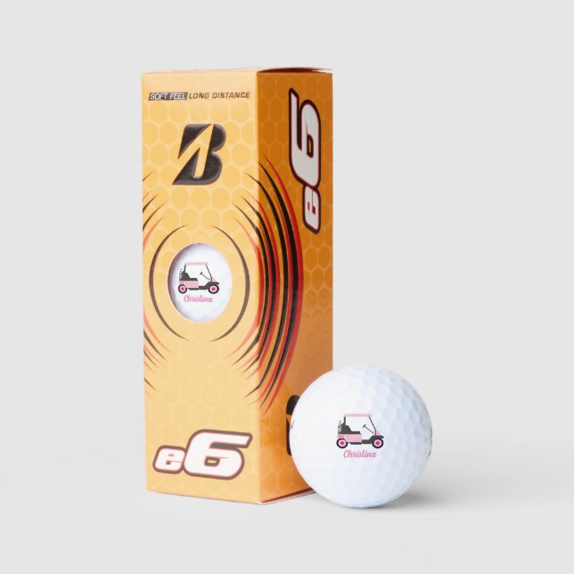 Personalised Pink Golf Cart Balls (Packaging)