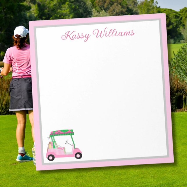 Personalised Pink Golf Cart Name  Notepad (Creator Uploaded)