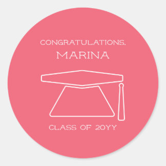 Personalised Pink Graduation Party Classic Round Sticker