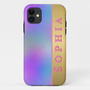Personalised Pink Green and Blue Colour Gradient iPhone 11 Case