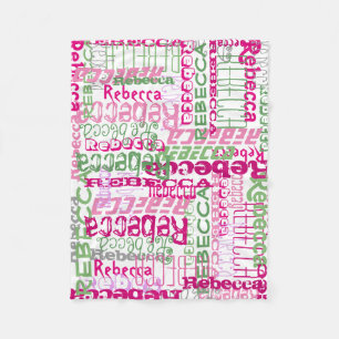 Personalised Pink/Green Custom Name Collage Girl's Fleece Blanket