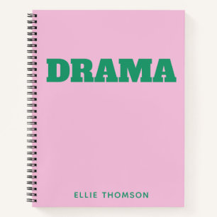 Personalised Pink Green Drama Theatre School Club Notebook