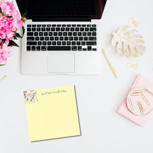 Personalised Pink Green Floral From the Desk of  Post-it Notes