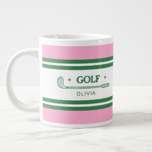 Personalised Pink & Green Golf Custom Large Coffee Mug