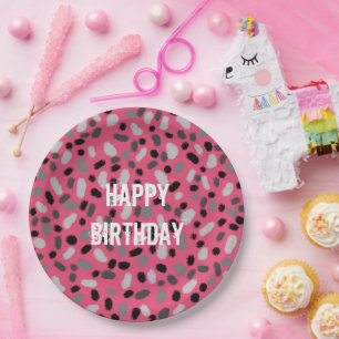 Personalised Pink Grey Black Jelly Bean Paper Plate