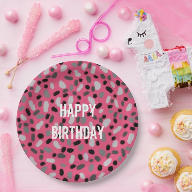 Personalised Pink Grey Black Jelly Bean    Paper Plate (Party)