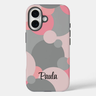 Personalised pink-grey molecules iPhone case