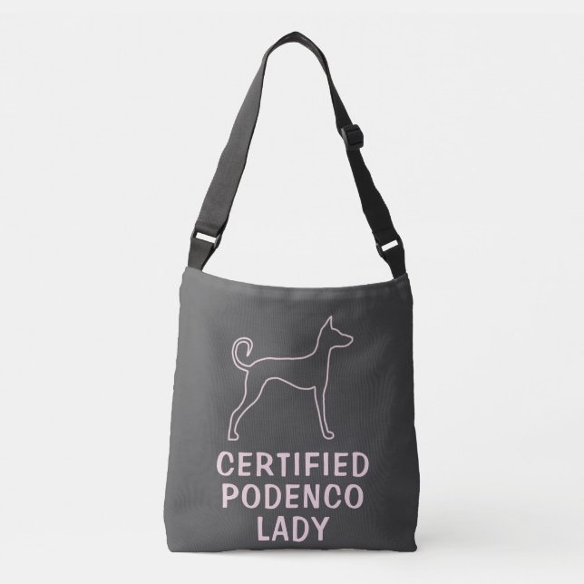 Personalised Pink Grey Podenco Dog  Crossbody Bag (Front)