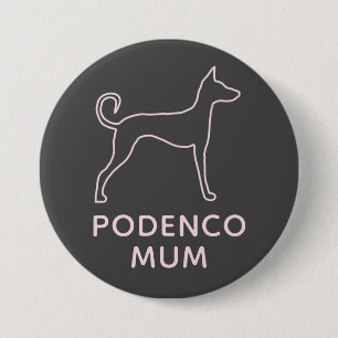 Personalised Pink Grey Podenco Mum 7.5 Cm Round Badge