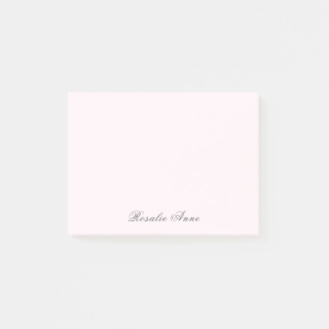 Personalised Pink Grey Script Name  Post-it Notes (Front)