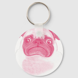 Personalised PINK Grumpy Puggy Key Ring