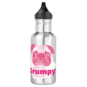 Personalised PINK Grumpy Puggy Pug 532 Ml Water Bottle