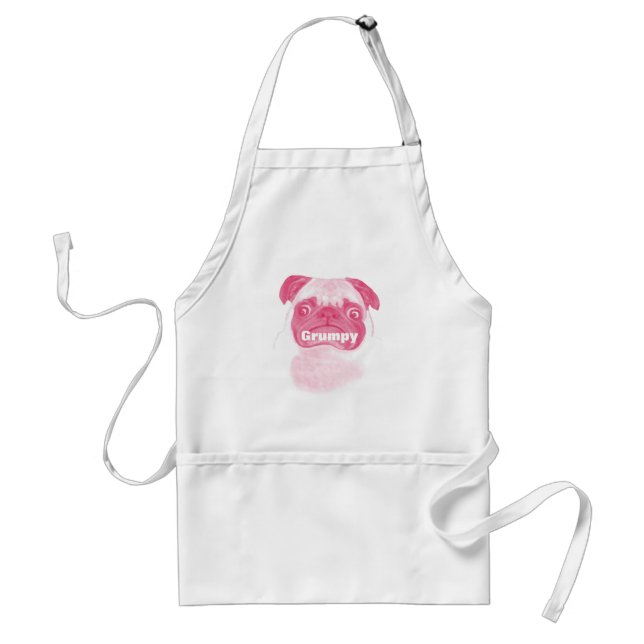 Personalised PINK Grumpy Puggy Standard Apron (Front)