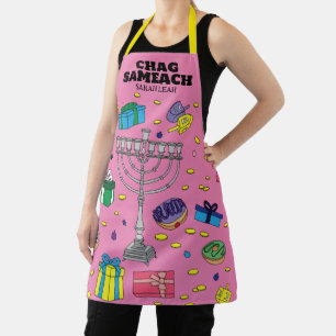 Personalised Pink Hanukkah Apron